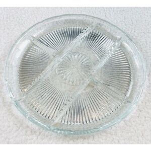 (VTG) Art Deco Style Starburst Circular Glass Serving Party Tray